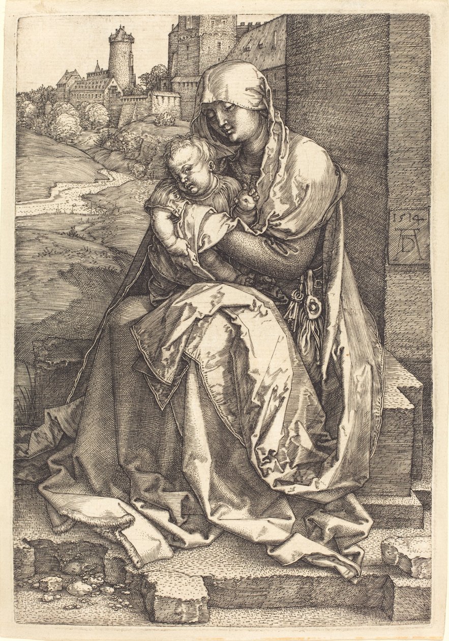 La Virgen y el Niño Sentados junto al Muro de Albrecht Dürer