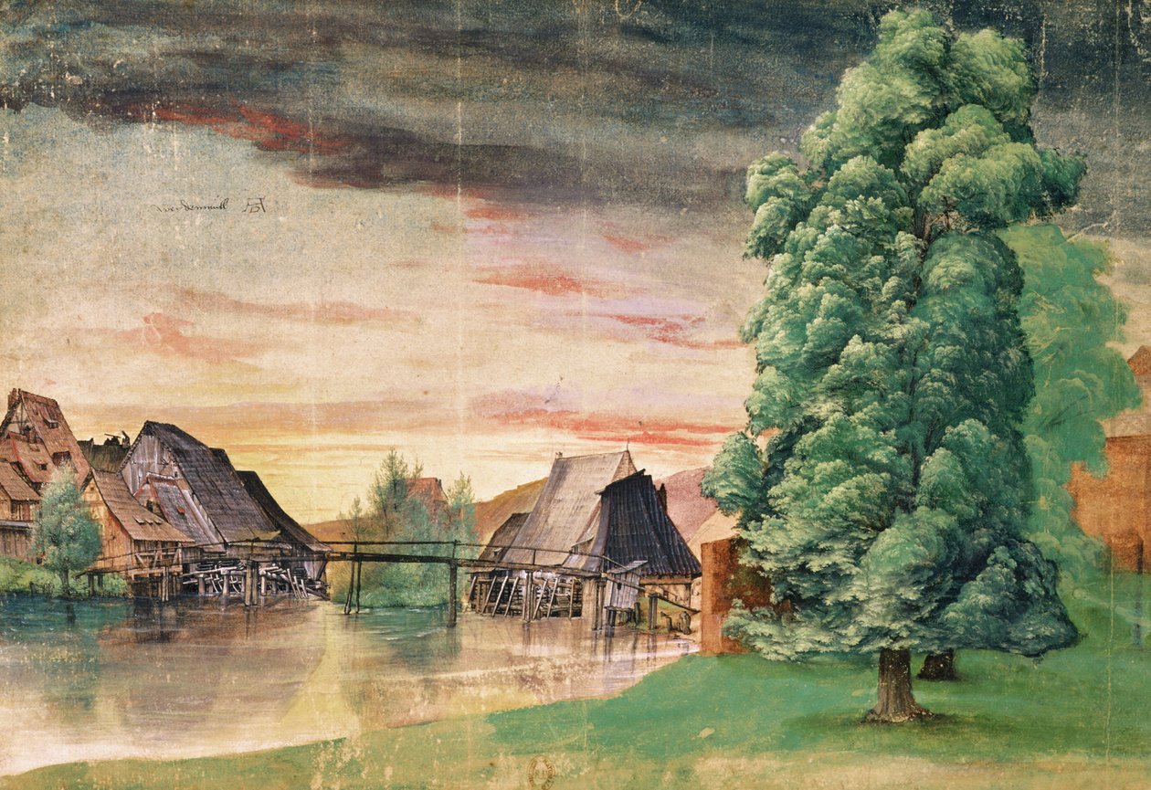 El molino de agua, 1495-97 de Albrecht Dürer