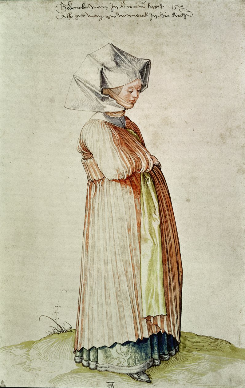 Mujer de Núremberg, acuarela de Albrecht Dürer