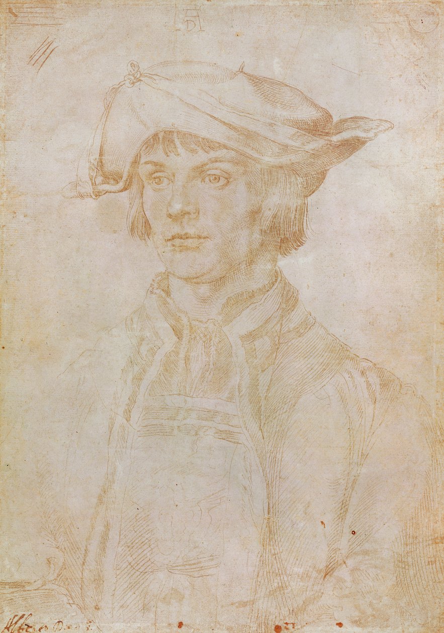 Retrato de Lucas van Leyden (1494-1533), pintor y grabador holandés, 1521 (dibujo a lápiz plateado sobre papel) de Albrecht Dürer