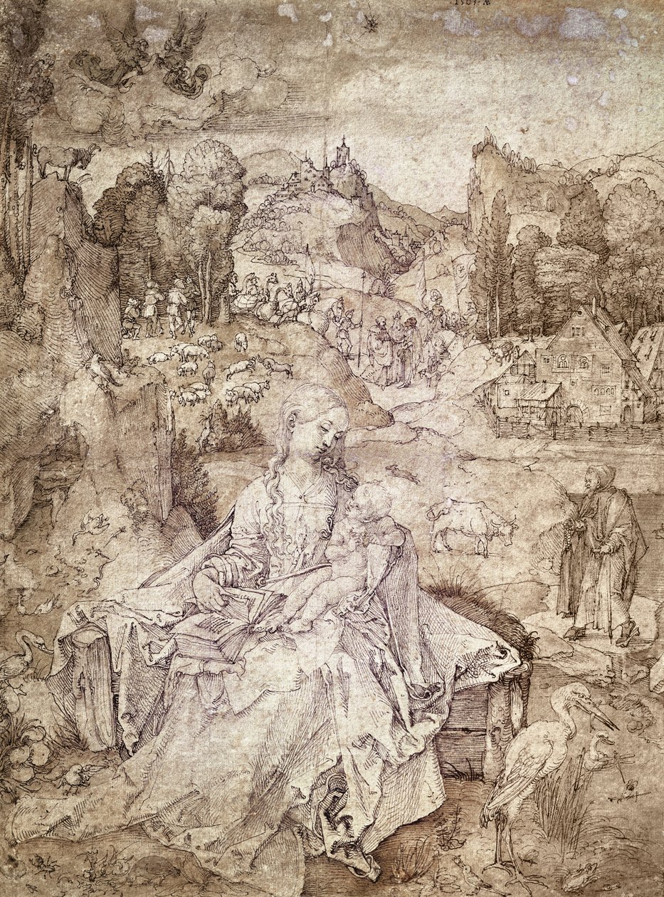 La Virgen María en el Medio de un Paisaje, 1503 de Albrecht Dürer
