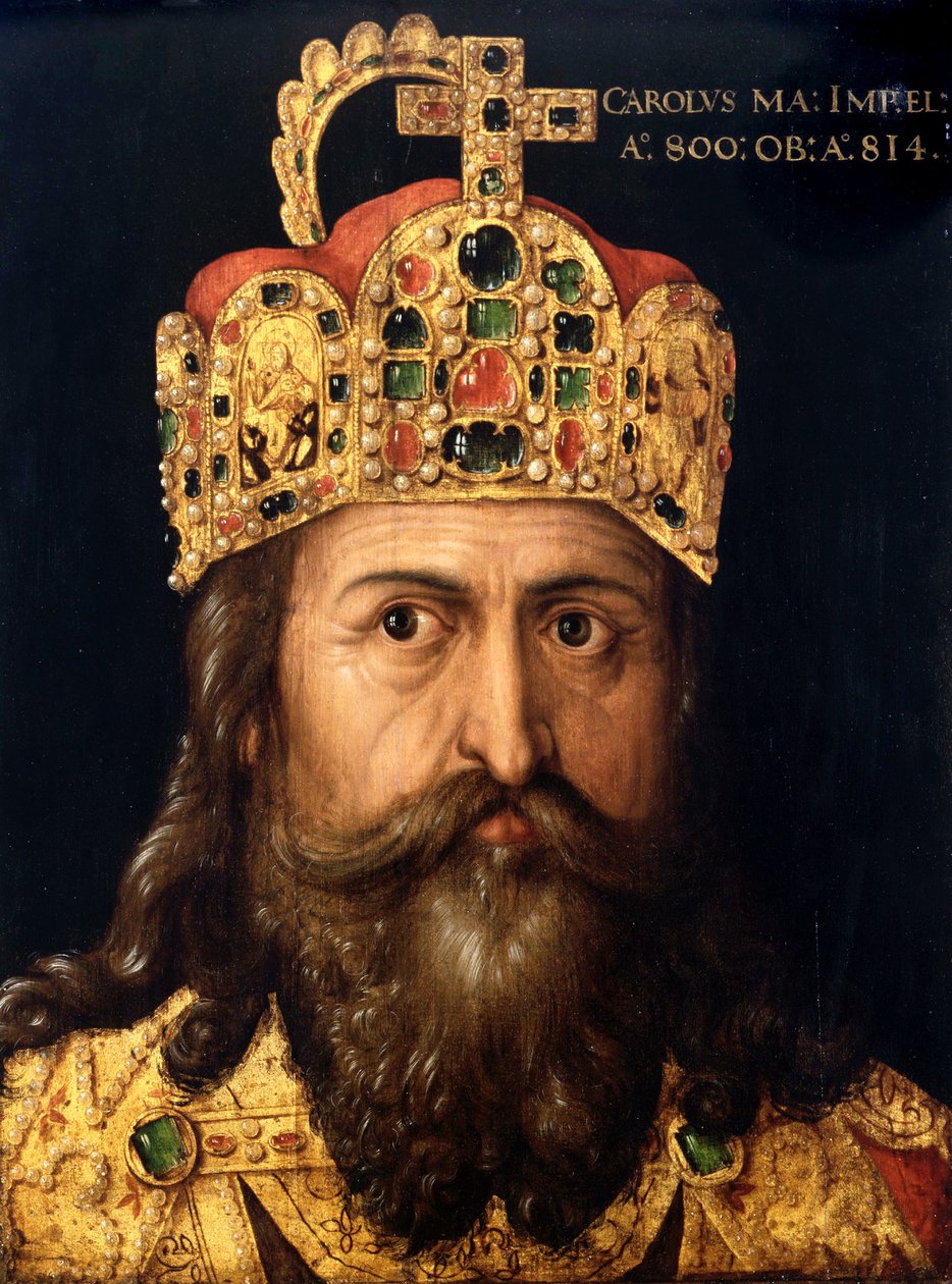 ""Retrato de Carlomagno (742-814)"" Pintura del taller de Alberto Durero, hacia 1514 Deutsches Historisches Museum Berlín Alemania de Albrecht (follower of) Durer or Duerer
