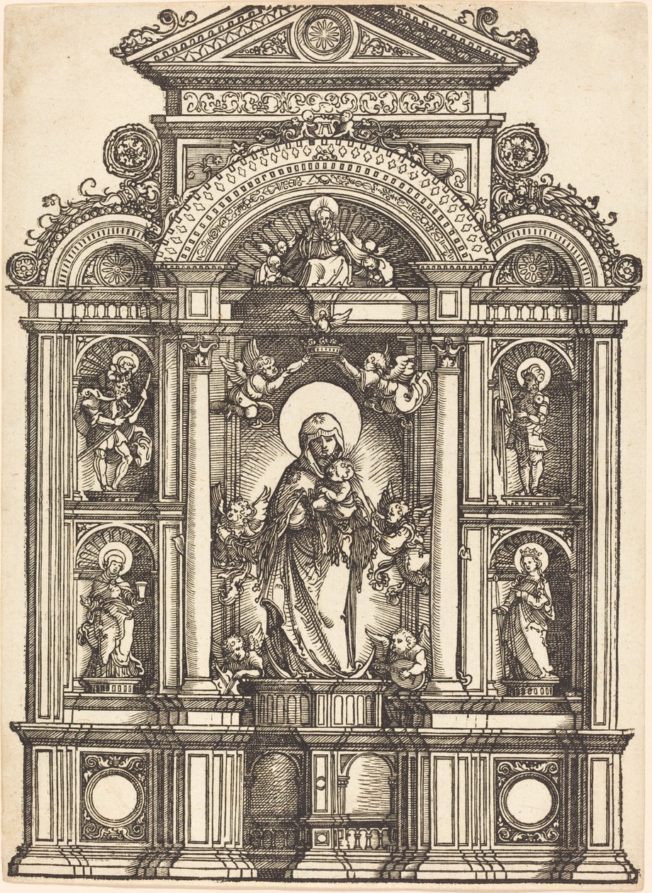 Altar con la Virgen y el Niño y los Santos Cristóbal, Bárbara, Jorge y Catalina de Albrecht Altdorfer
