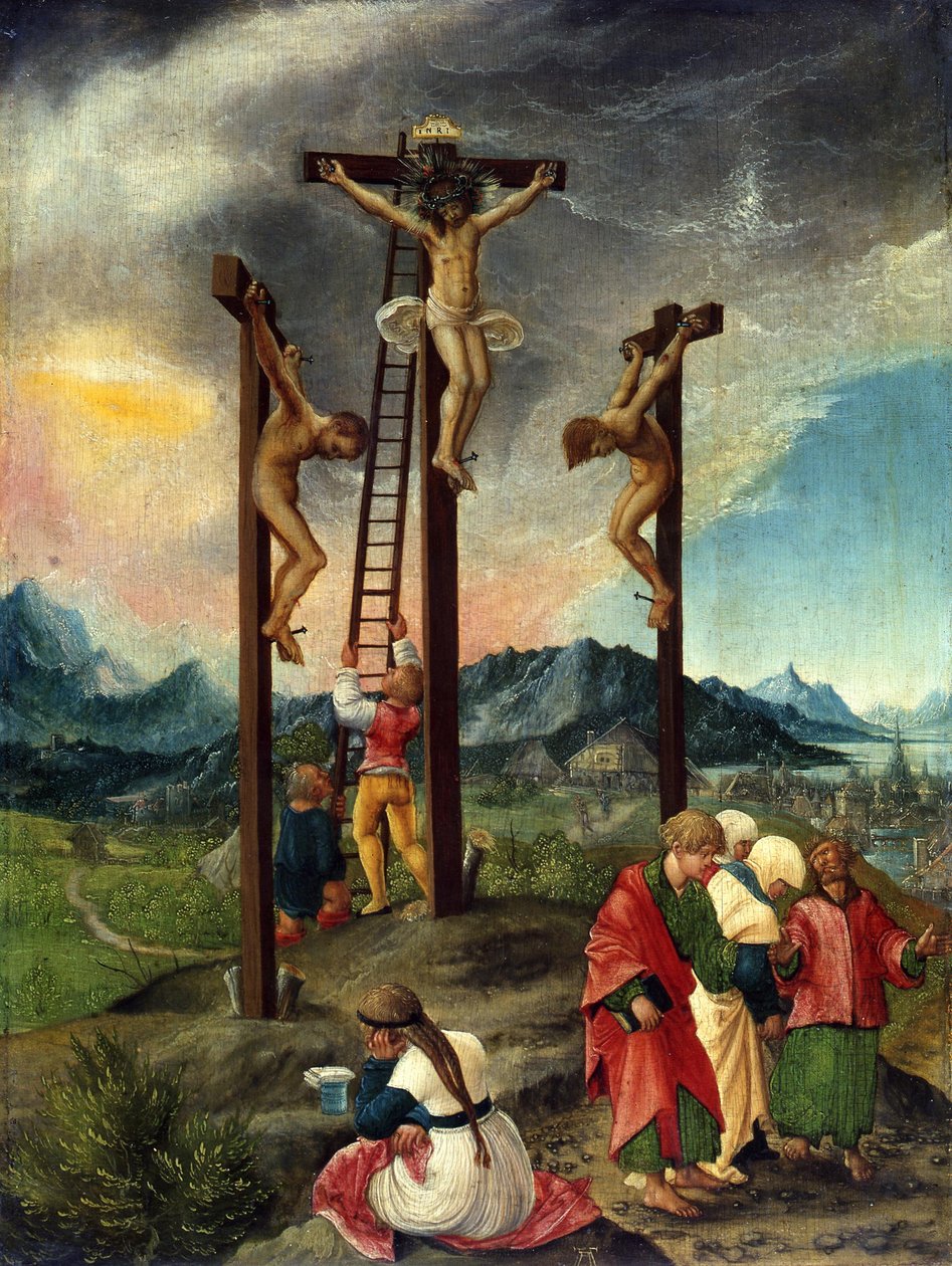 Cristo en la cruz entre los dos ladrones de Albrecht Altdorfer