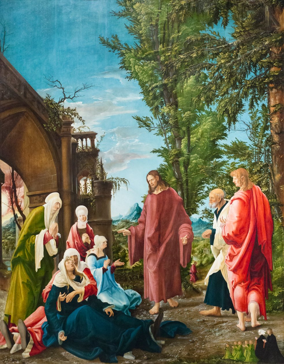 Cristo despidiéndose de su madre, c.1520 (óleo sobre cal) de Albrecht Altdorfer