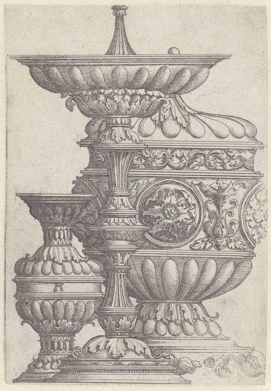 Tres copas decoradas Jarrones, jarras y tinajas (título de la serie) de Albrecht Altdorfer