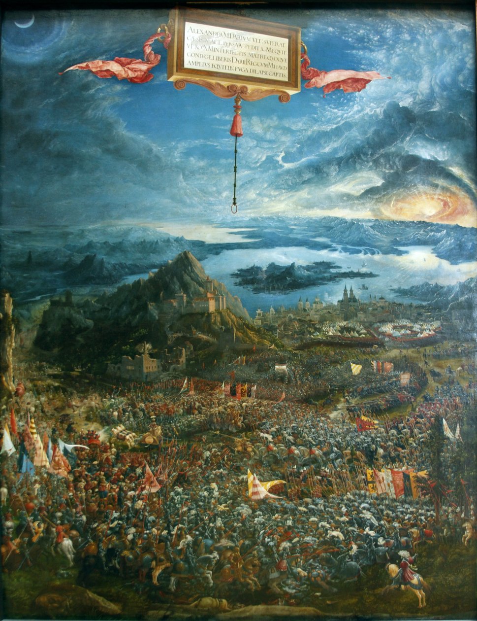 Alemán: Historienzyklus: Alexanderschlacht (Schlacht bei Issus) La batalla de Alejandro en Issus de Albrecht Altdorfer