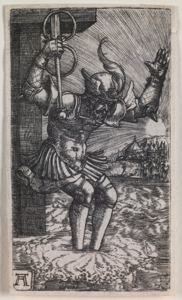 Horacio Cocles saltando al Tíber de Albrecht Altdorfer