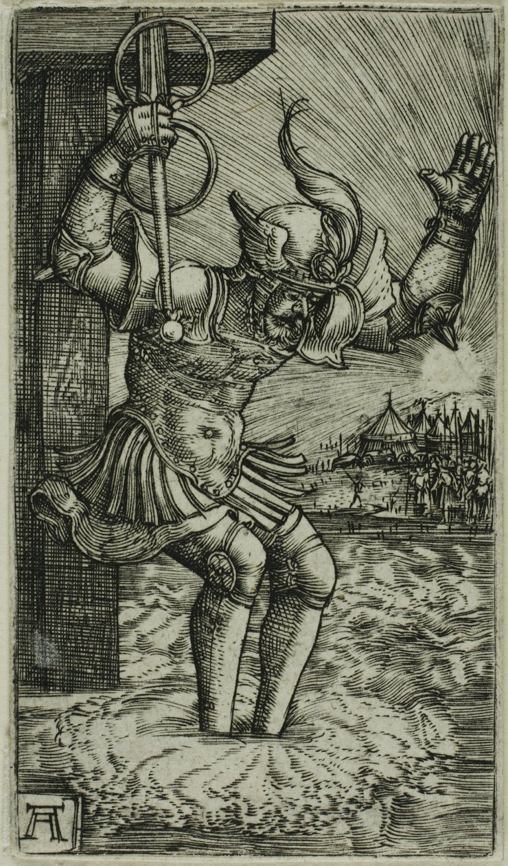 Horacio Cocles saltando al Tíber de Albrecht Altdorfer