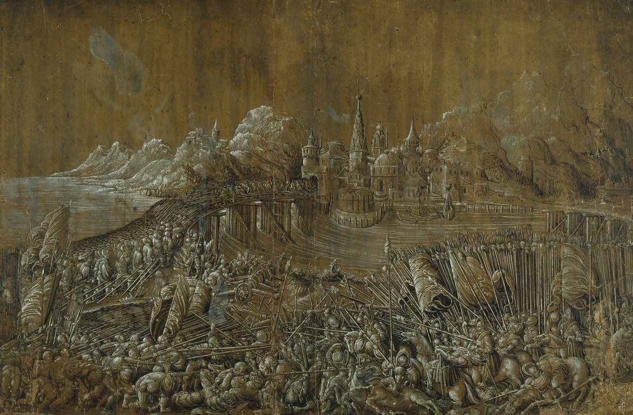 Landaknechten, Batalla en un puente de Albrecht Altdorfer