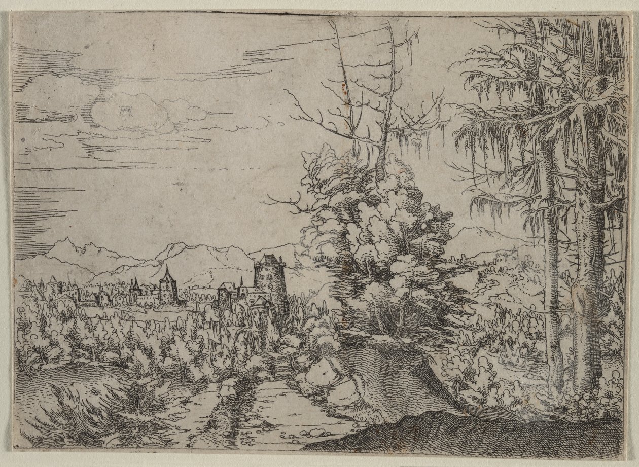 Paisaje con dos pinos, 1522-1525 de Albrecht Altdorfer
