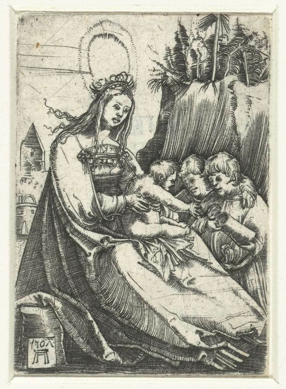 María con el Niño Jesús y dos niños de Albrecht Altdorfer
