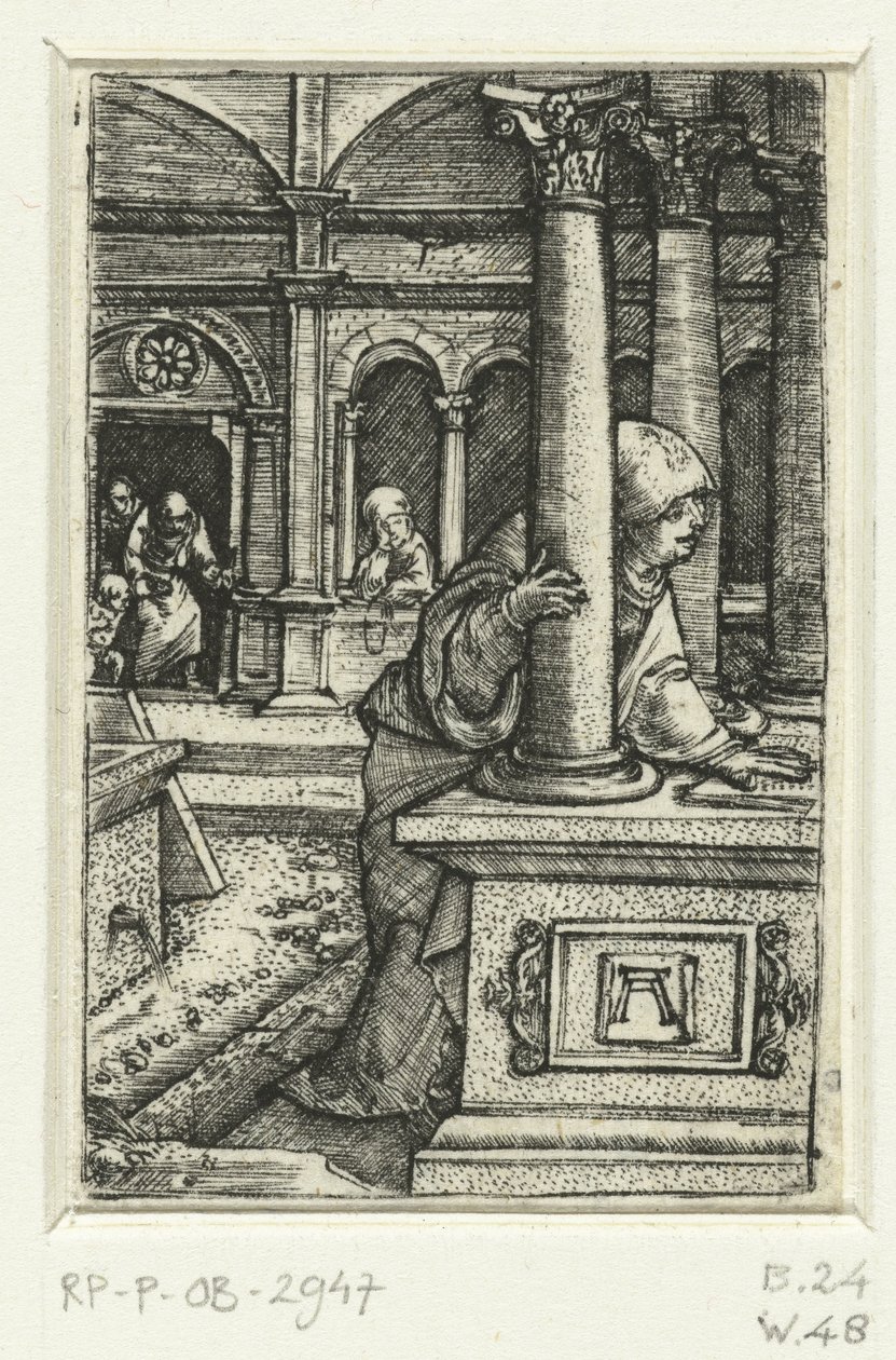 María busca a su hijo en la sinagoga. de Albrecht Altdorfer