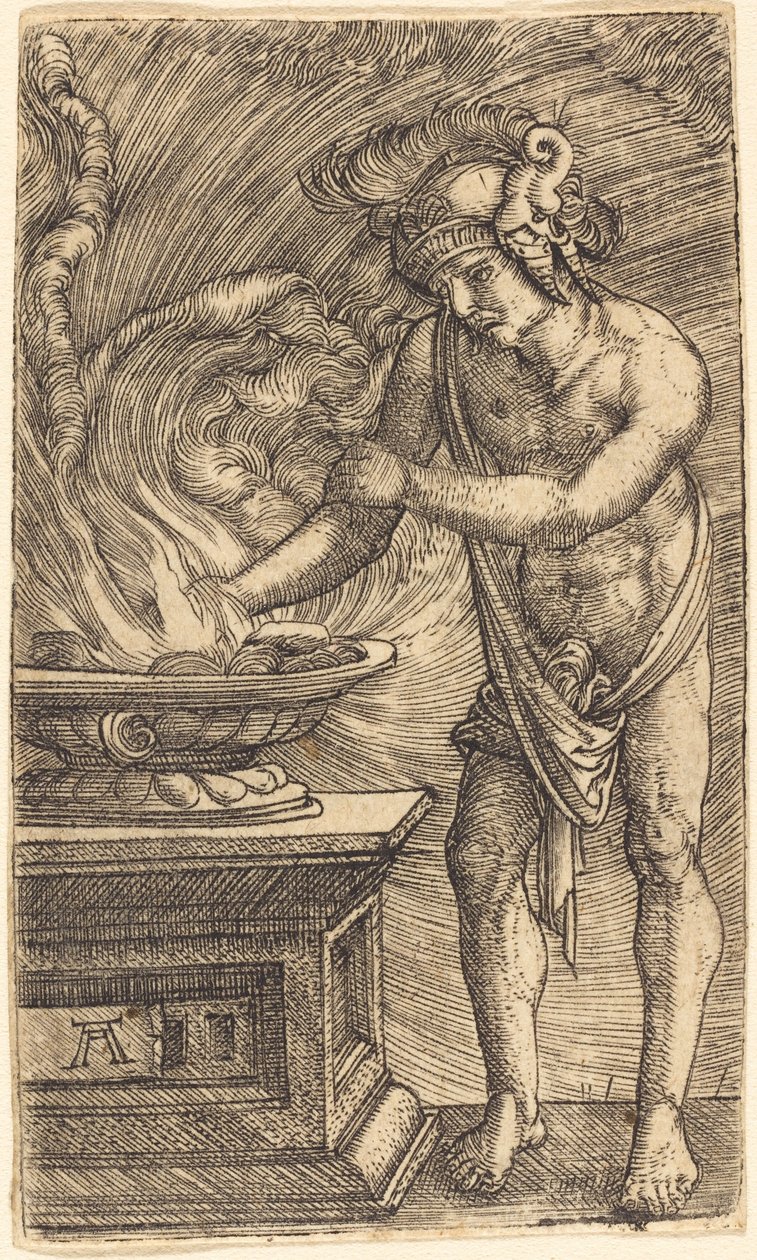 Mucio Escévola se quema la mano de Albrecht Altdorfer