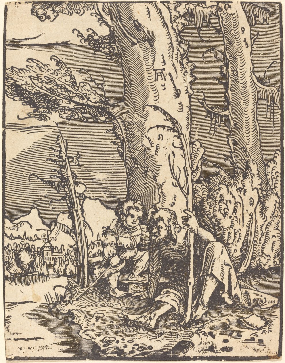 San Cristóbal Sentado a la Orilla de un Río de Albrecht Altdorfer
