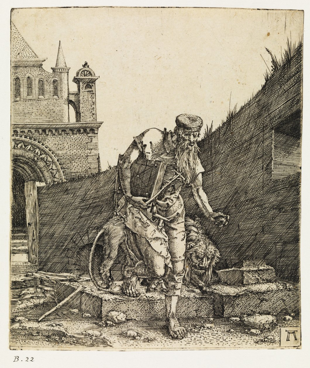 San Jerónimo caminando en un cementerio, antes de 1519 de Albrecht Altdorfer