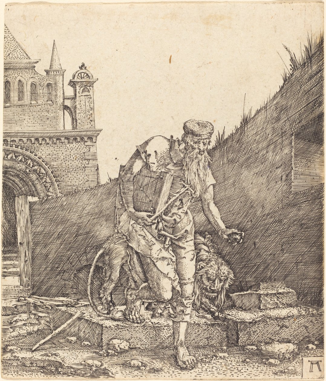 San Jerónimo en un patio de Albrecht Altdorfer