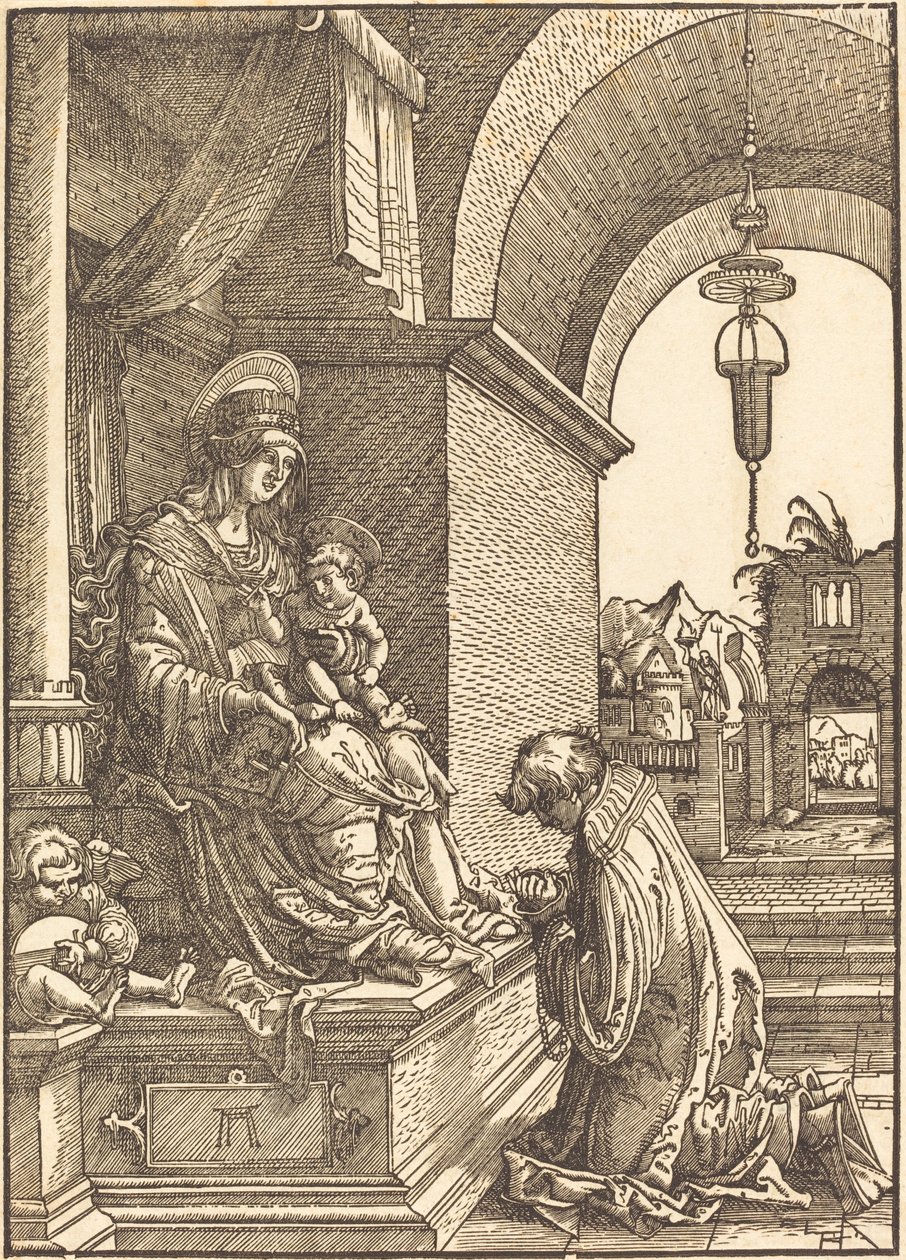 Suplicante Arrodillado ante la Virgen y el Niño de Albrecht Altdorfer
