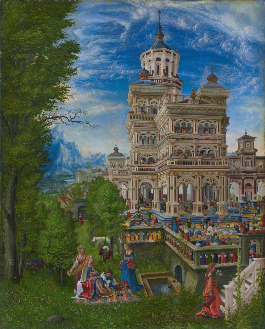Susana en el baño y la lapidación de los ancianos de Albrecht Altdorfer