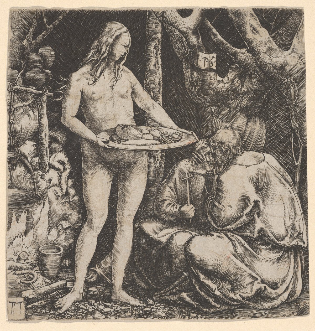 La tentación de dos ermitaños de Albrecht Altdorfer