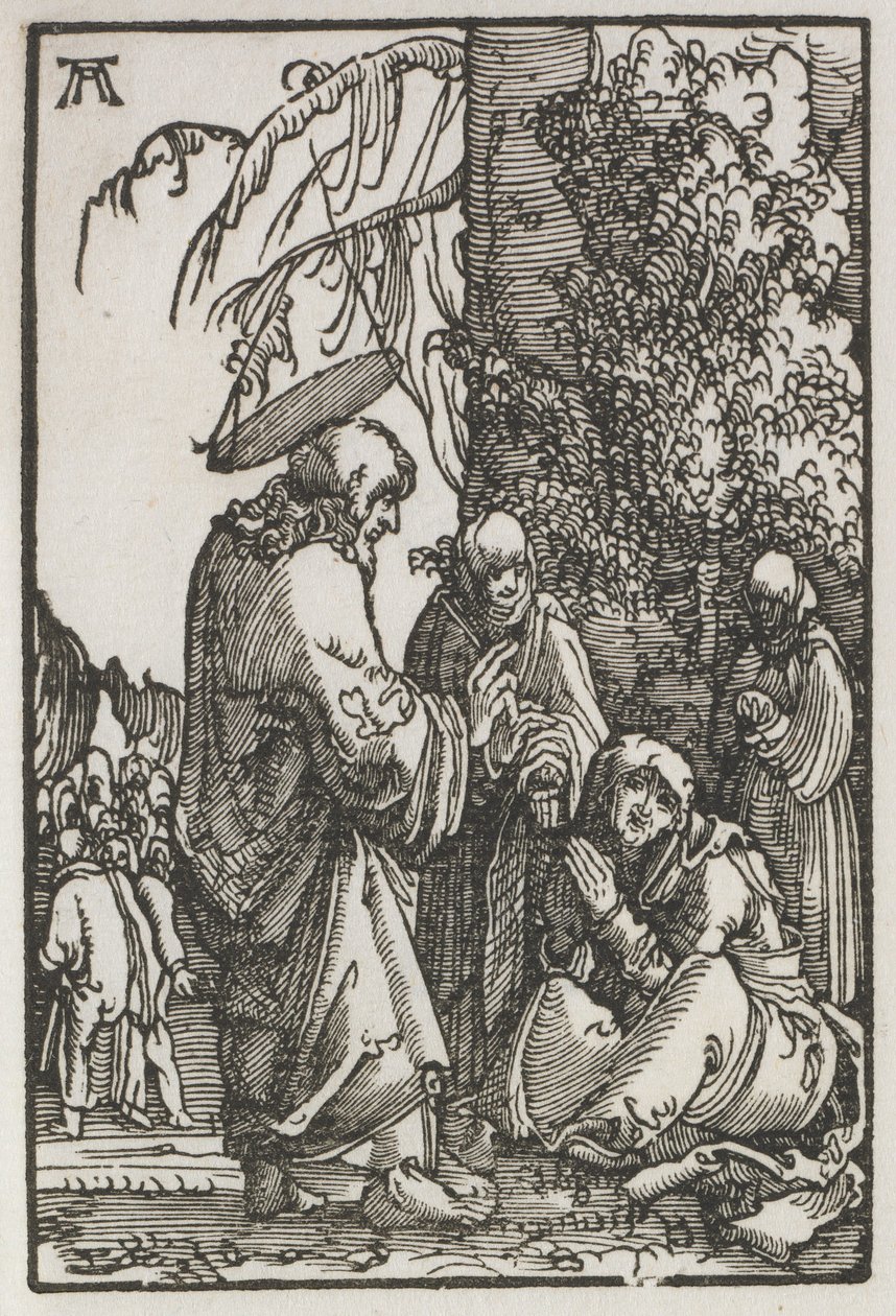 La caída y redención del hombre: Cristo despidiéndose de su madre antes de la Pasión de Albrecht Altdorfer
