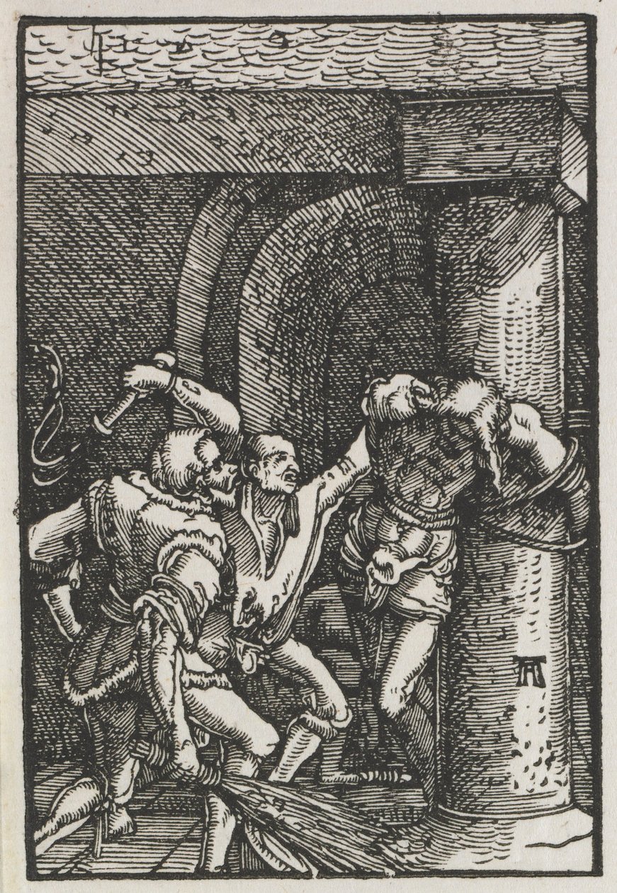 La caída y redención del hombre: Flagelación de Cristo, c. 1515 de Albrecht Altdorfer