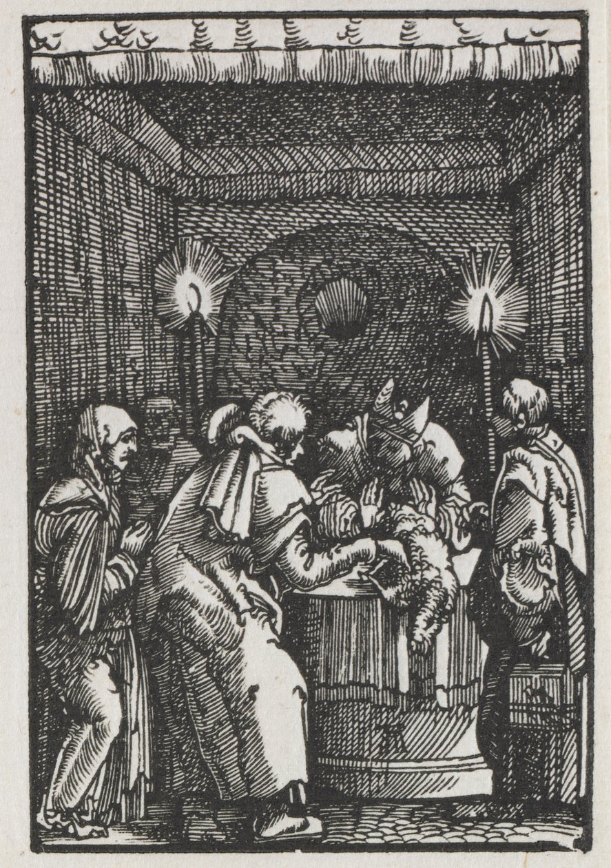 La caída y redención del hombre: La ofrenda de Joaquín rechazada por el sumo sacerdote de Albrecht Altdorfer