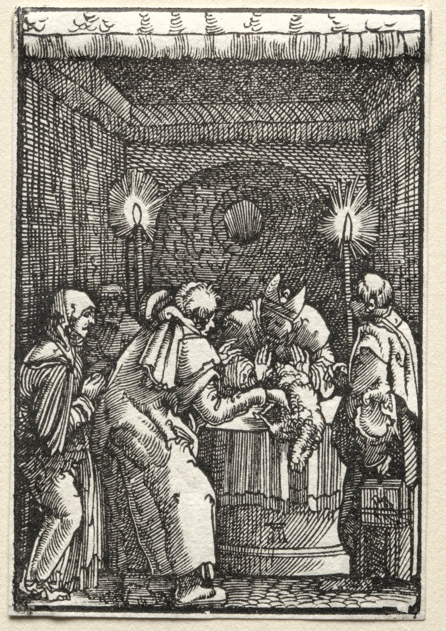 La caída y redención del hombre: La ofrenda de Joaquín rechazada por el sumo sacerdote, c. 1515 de Albrecht Altdorfer
