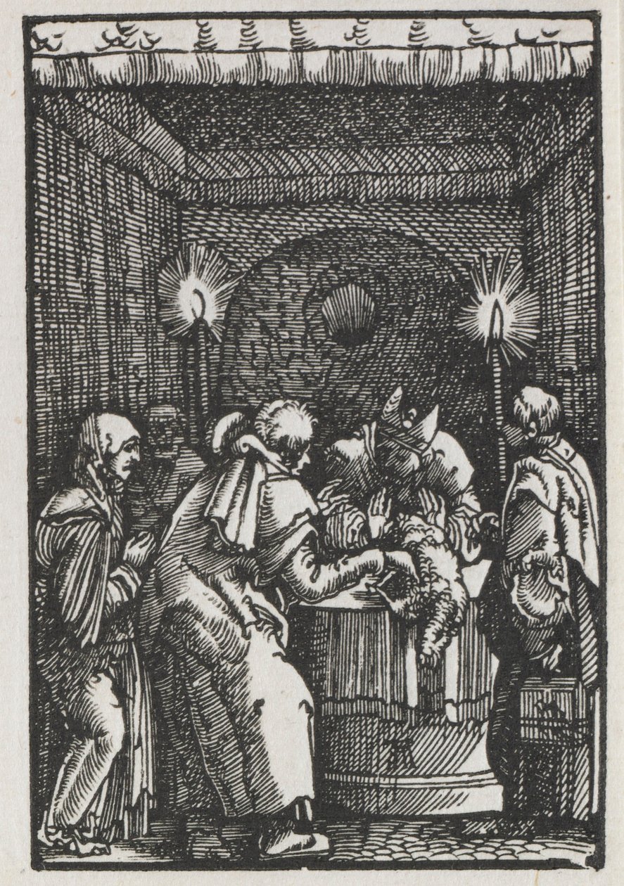 La caída y redención del hombre: la ofrenda de Joaquín rechazada por el sumo sacerdote, c. 1515 de Albrecht Altdorfer