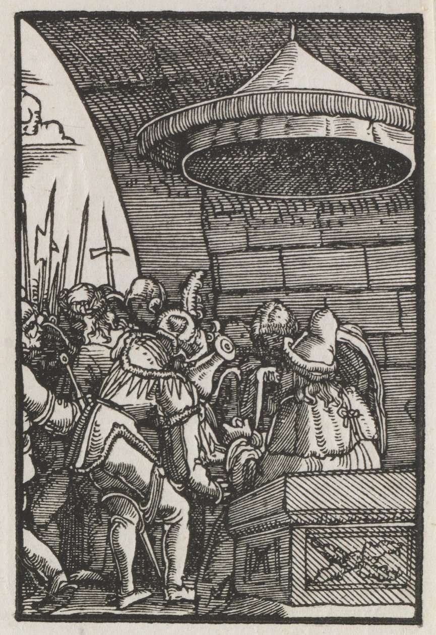 La caída y redención del hombre: Pilato lavándose las manos, c. 1515 de Albrecht Altdorfer