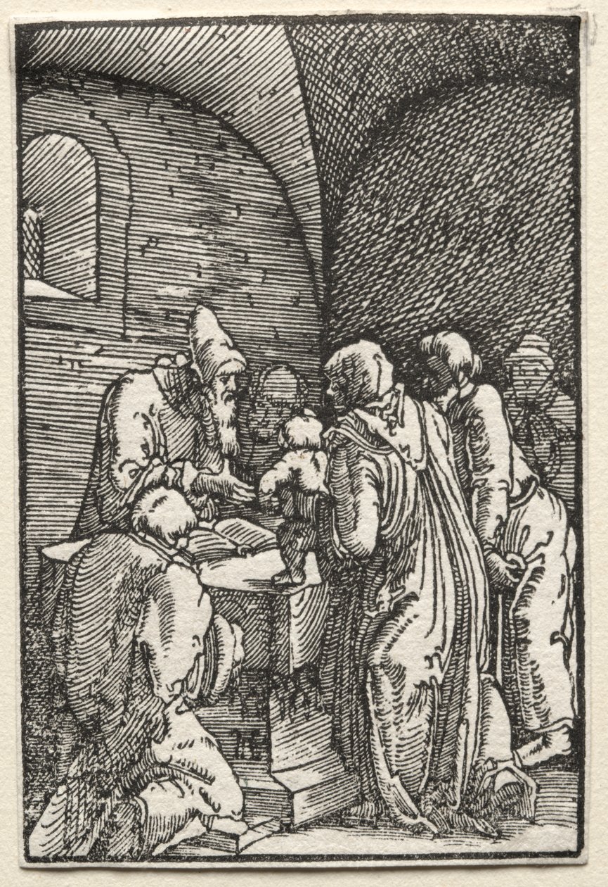 La caída y redención del hombre: La presentación de Cristo en el templo de Albrecht Altdorfer