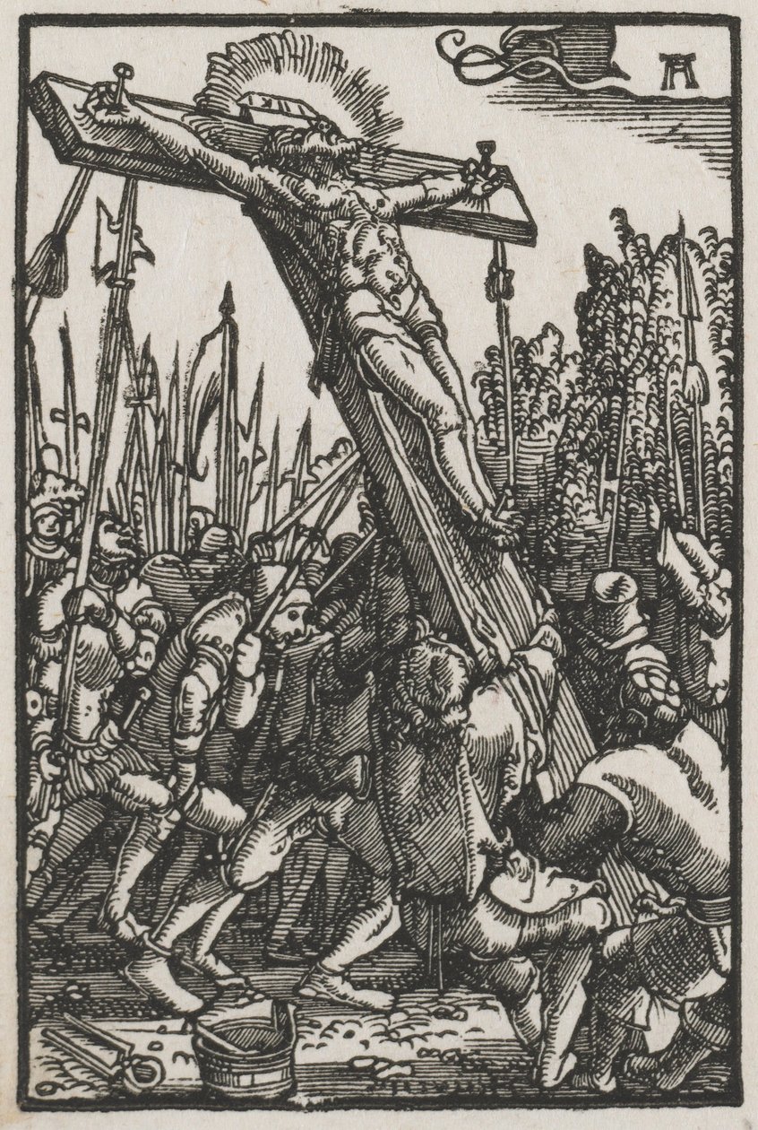La caída y redención del hombre: La elevación de la cruz, c. 1515 de Albrecht Altdorfer