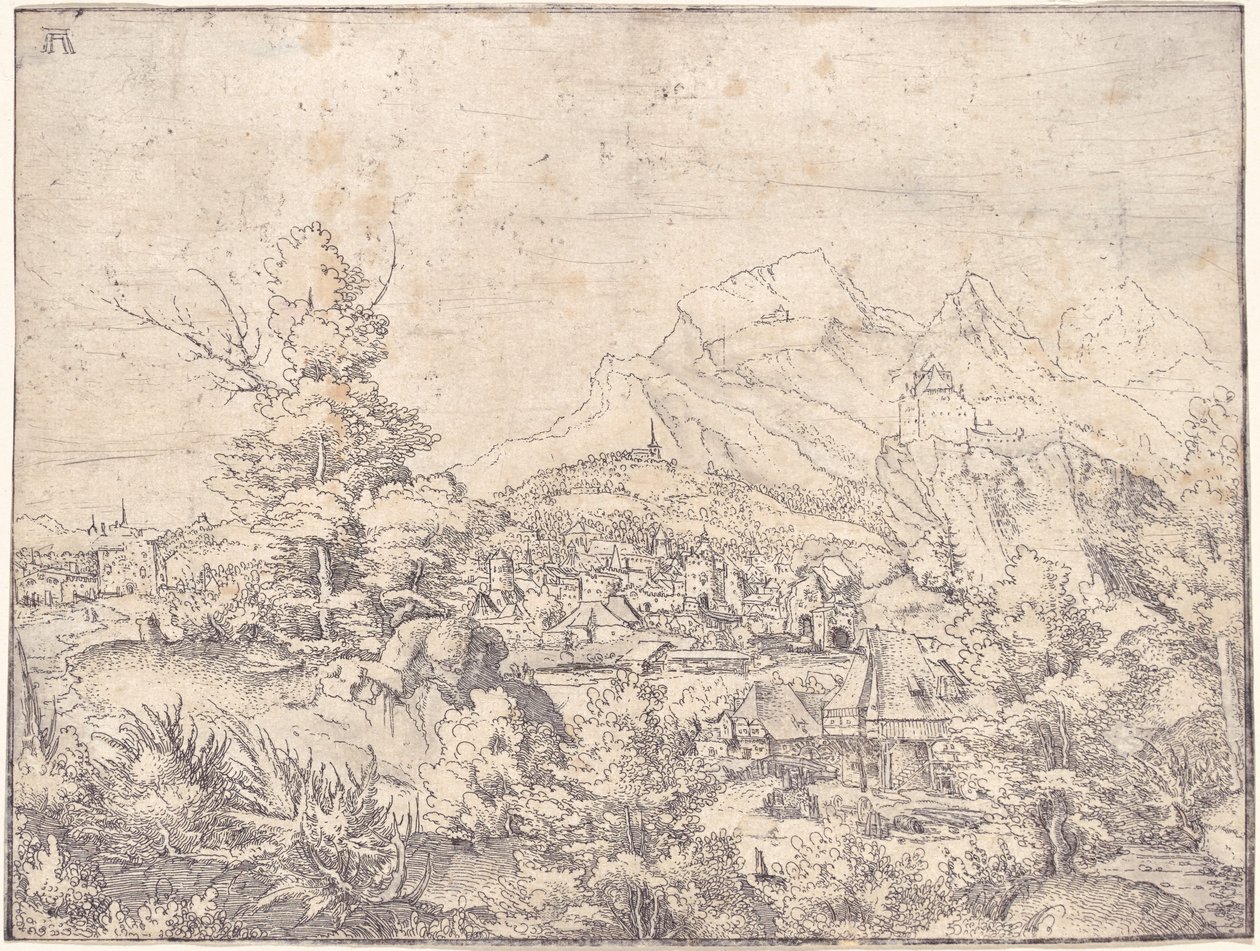 El gran paisaje con el molino de agua de Albrecht Altdorfer