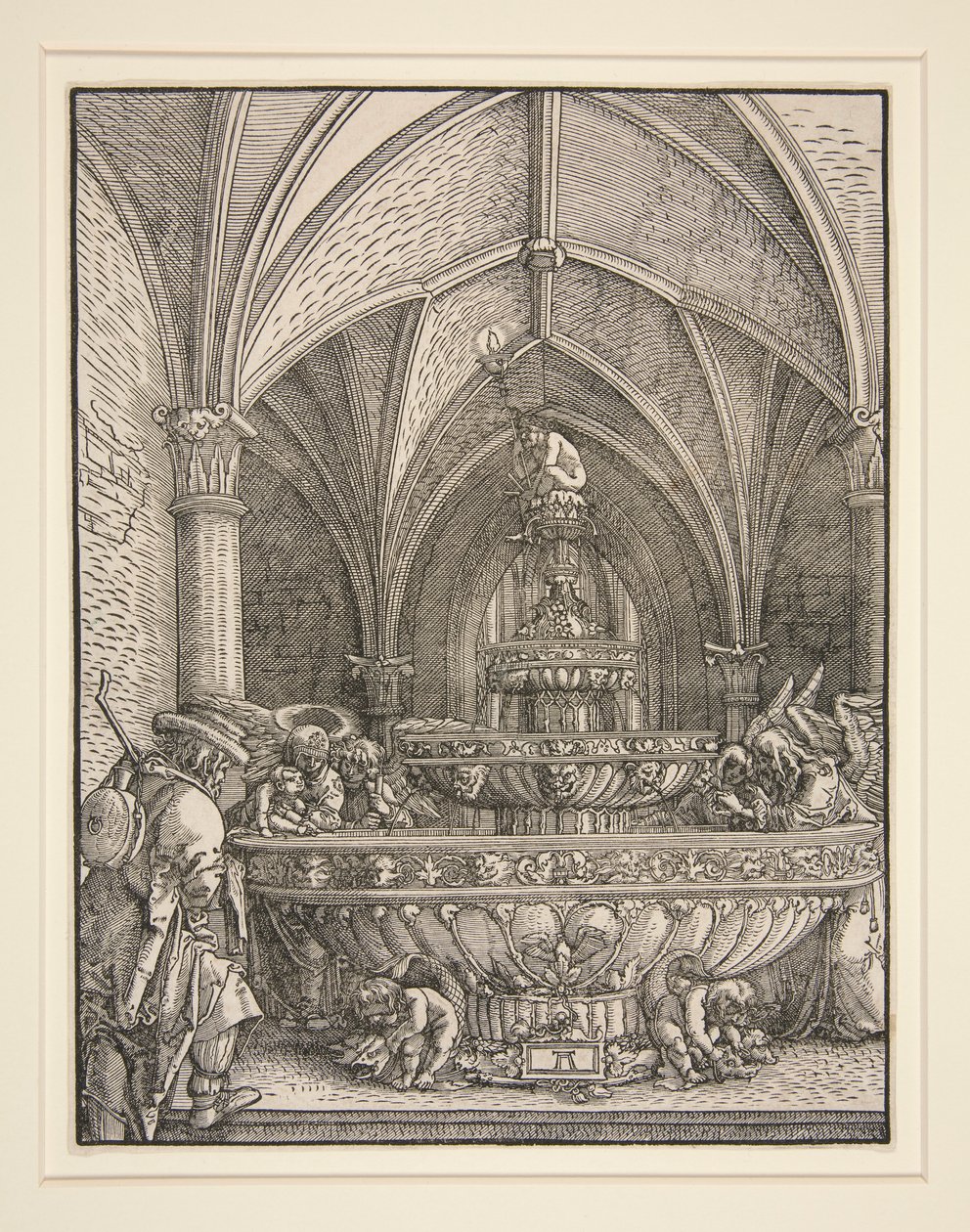 La Sagrada Familia en la huida a Egipto en una Fuente de Albrecht Altdorfer