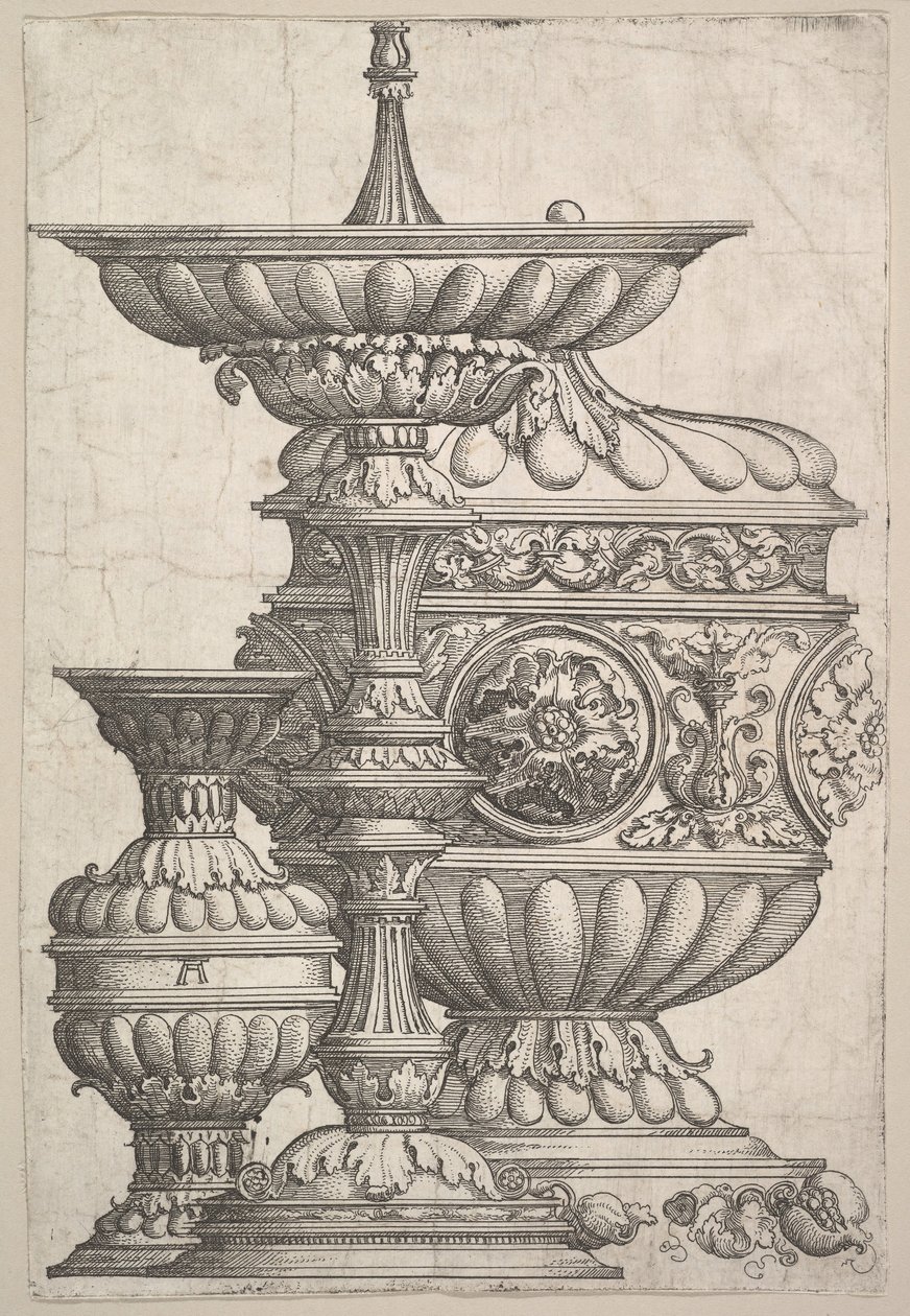 Tres elegantes vasos sobre un fondo blanco, ca. 1525 de Albrecht Altdorfer