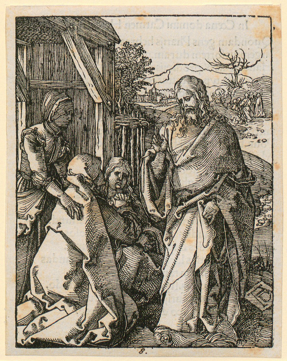 Despedida de Cristo de su madre, lámina 8 de la serie «Pequeña Pasión en xilografía» de Albrecht Dürer