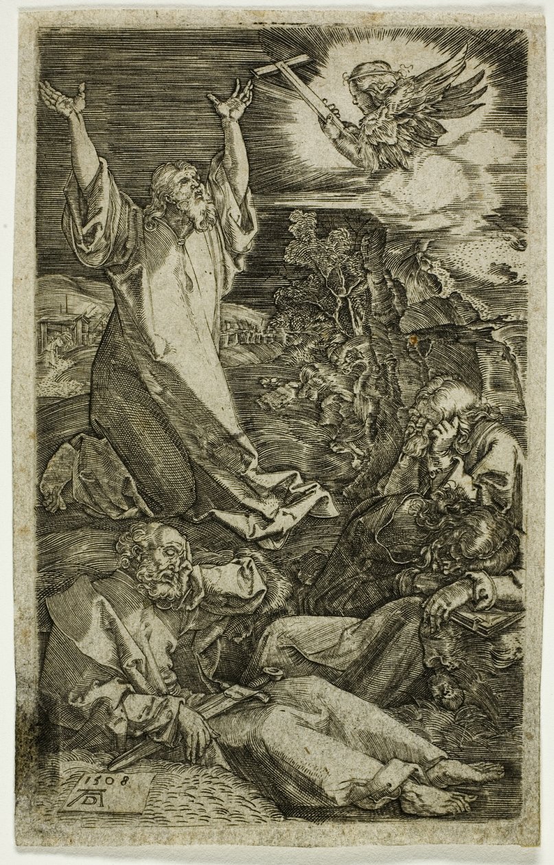 Agonía en el Jardín, de la Pasión Grabada de Albrecht Dürer