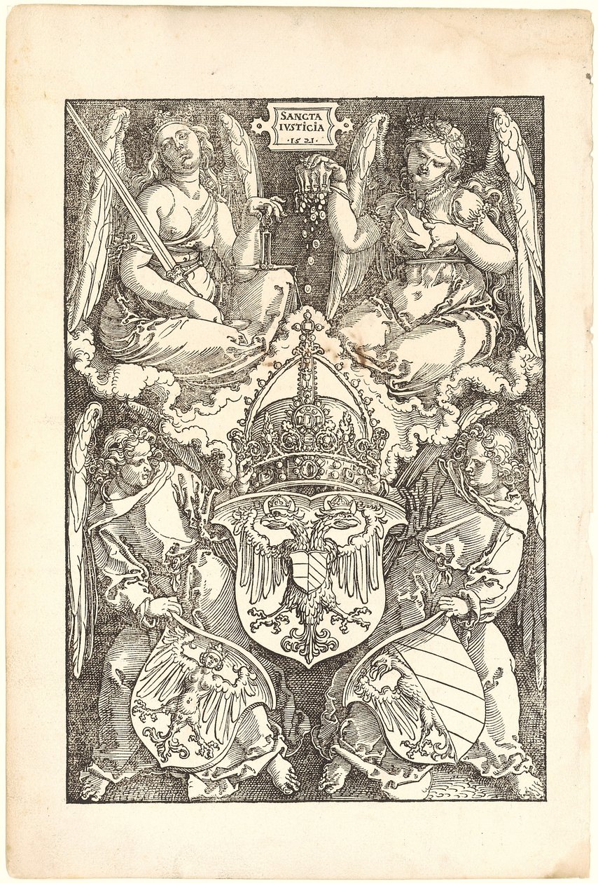Alegoría con los escudos del Imperio y de la ciudad de Núremberg de Albrecht Dürer