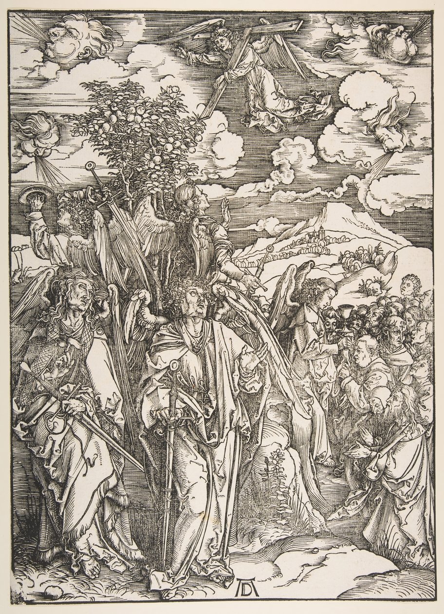 Ángeles reteniendo los cuatro vientos, s.f. de Albrecht Dürer