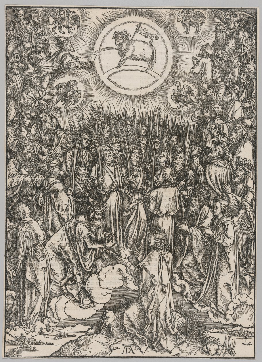 Apocalipsis: La adoración del cordero—El himno de los elegidos de Albrecht Dürer