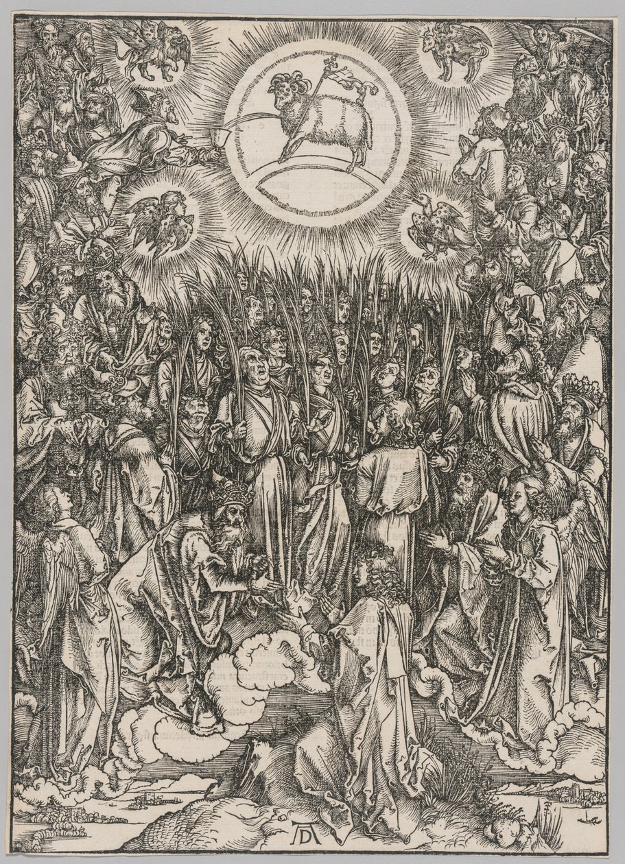 Apocalipsis: La adoración del cordero—El himno de los elegidos de Albrecht Dürer