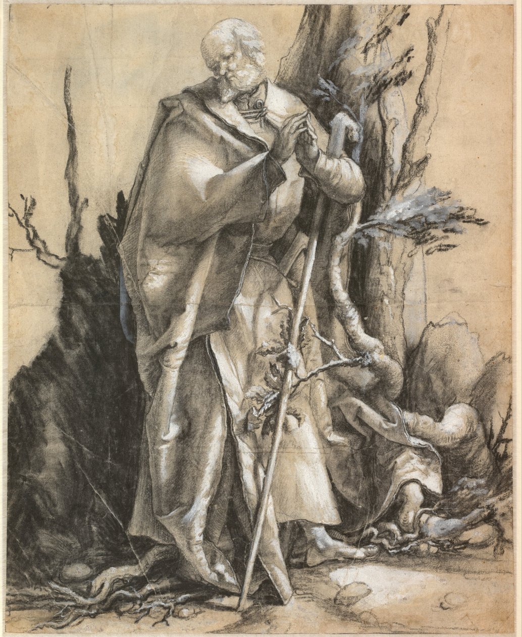 Santo barbudo en un bosque, c. 1516 de Albrecht Dürer