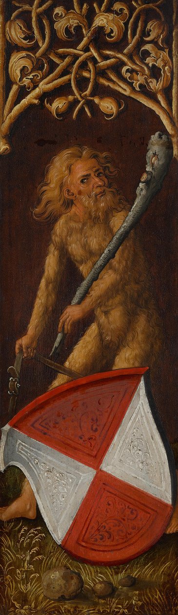 Bildnistriptychon des Oswolt Krel, rechter Flügel: "Wilder Mann" mit dem Wappen der Agathe von Esendorf de Albrecht Dürer