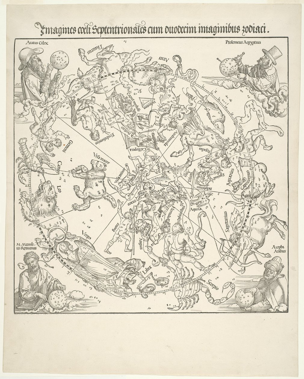 Mapa celestial del cielo del norte (Imagines coeli septentrionalis) de Albrecht Dürer