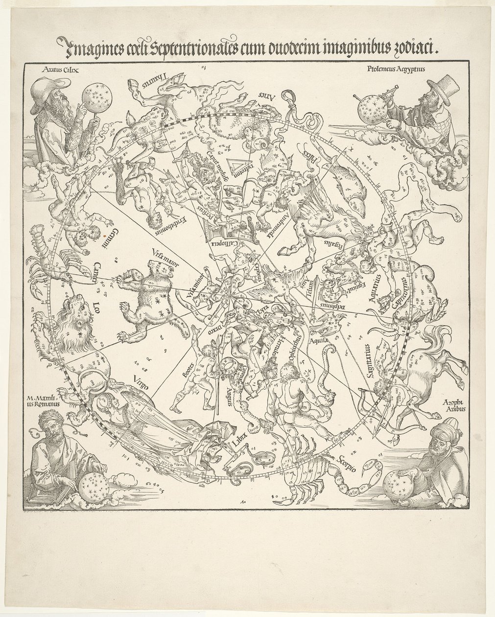 Mapa celestial del cielo del norte (Imagines coeli septentrionalis) de Albrecht Dürer