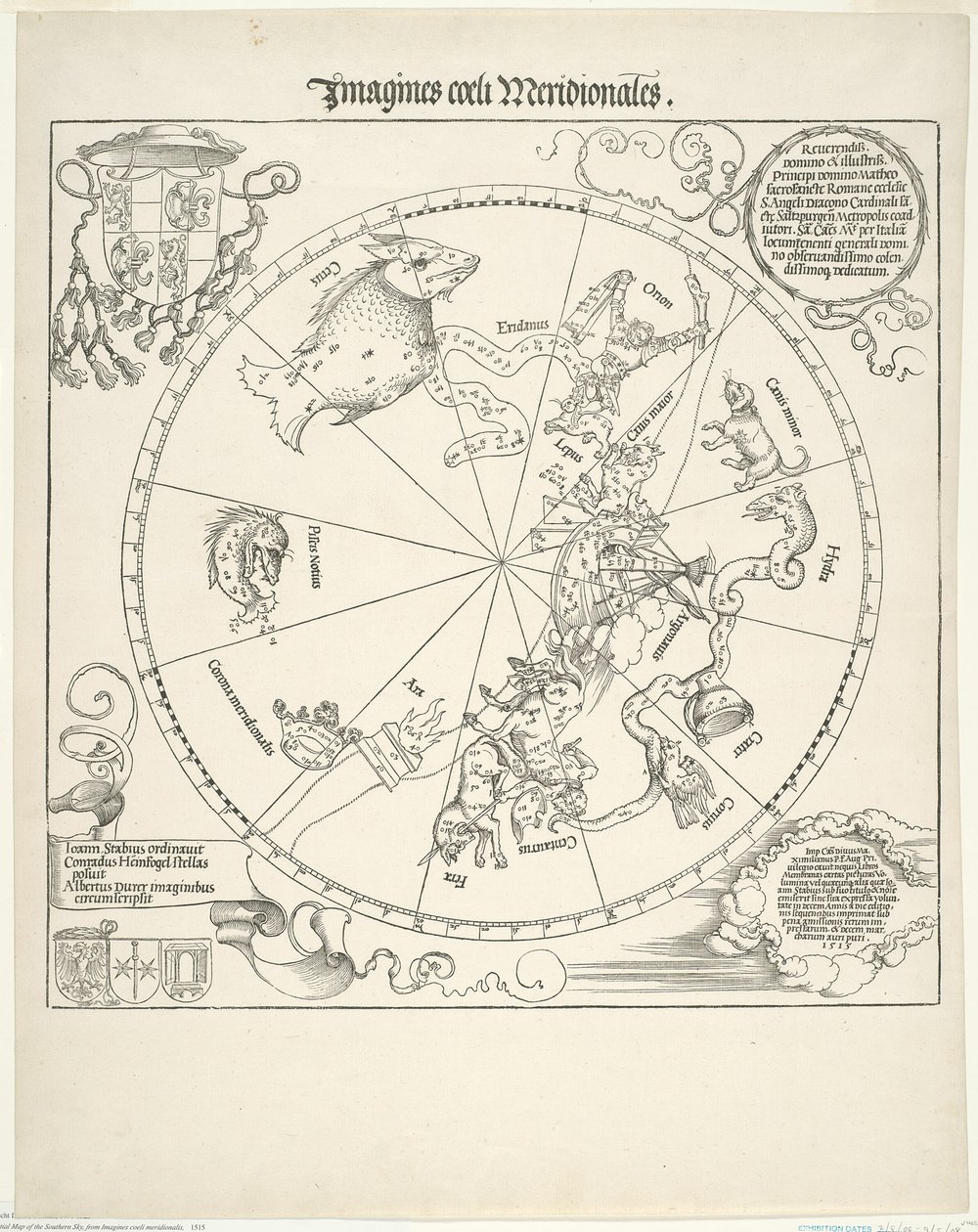 Mapa celestial del cielo del sur (Imagines coeli meridionalis) de Albrecht Dürer