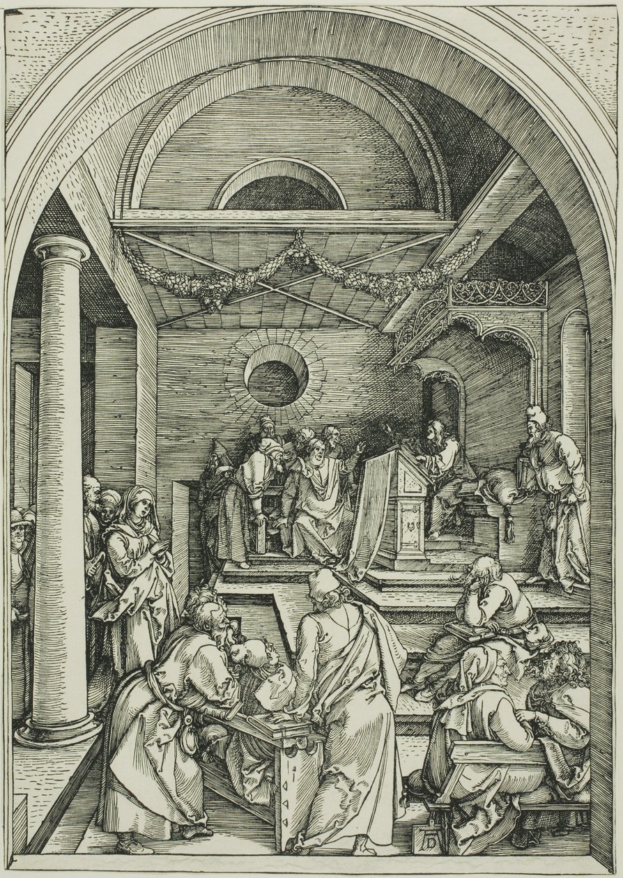 Cristo entre los doctores, de La vida de la Virgen de Albrecht Dürer
