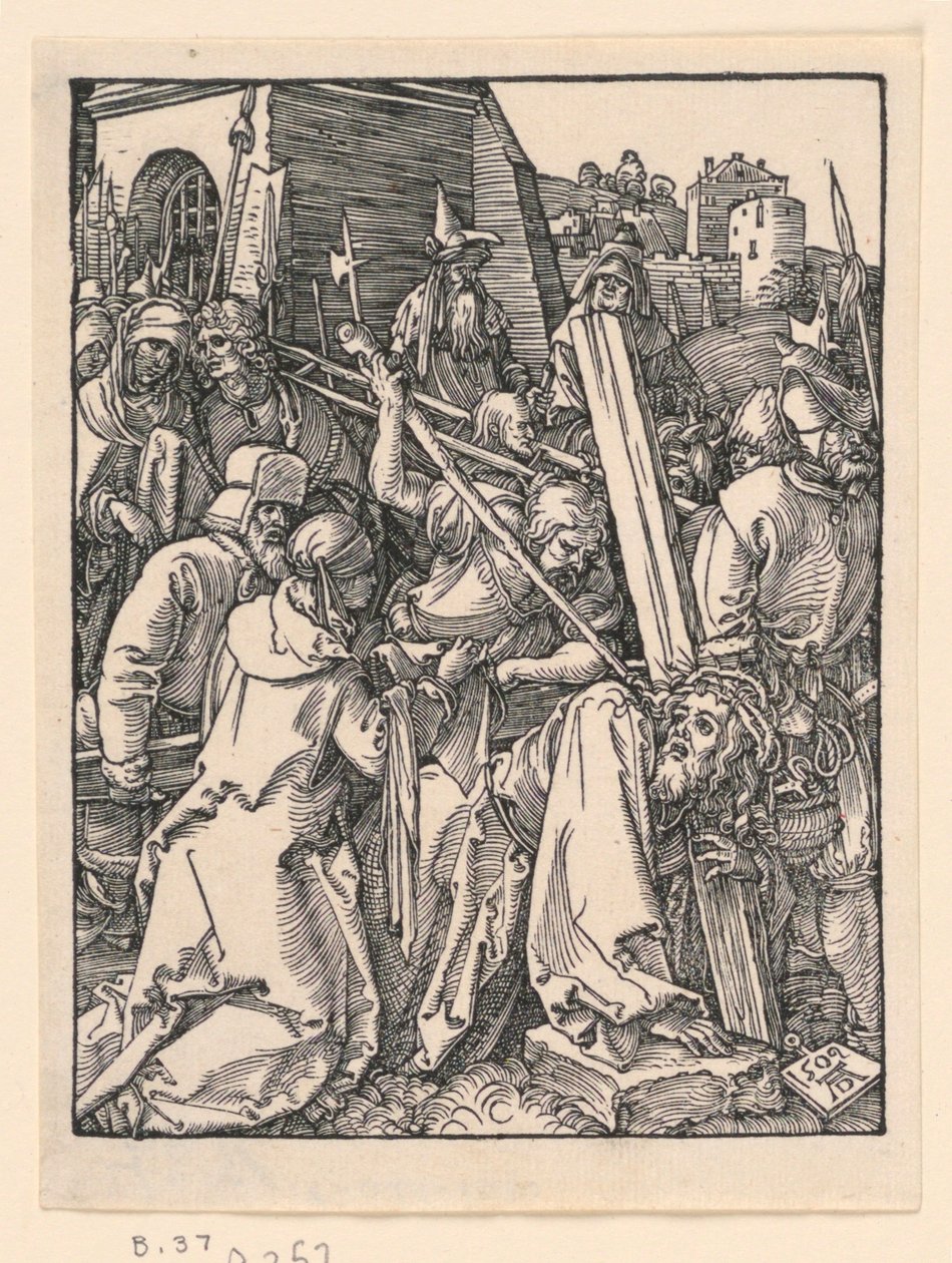 Cristo llevando la cruz, de la serie La pequeña pasión de Albrecht Dürer