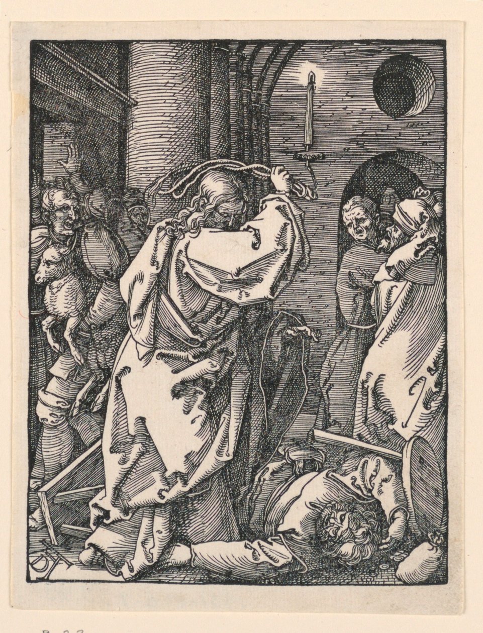 Cristo Expulsando a los Mercaderes del Templo, de la Serie La Pequeña Pasión de Albrecht Dürer