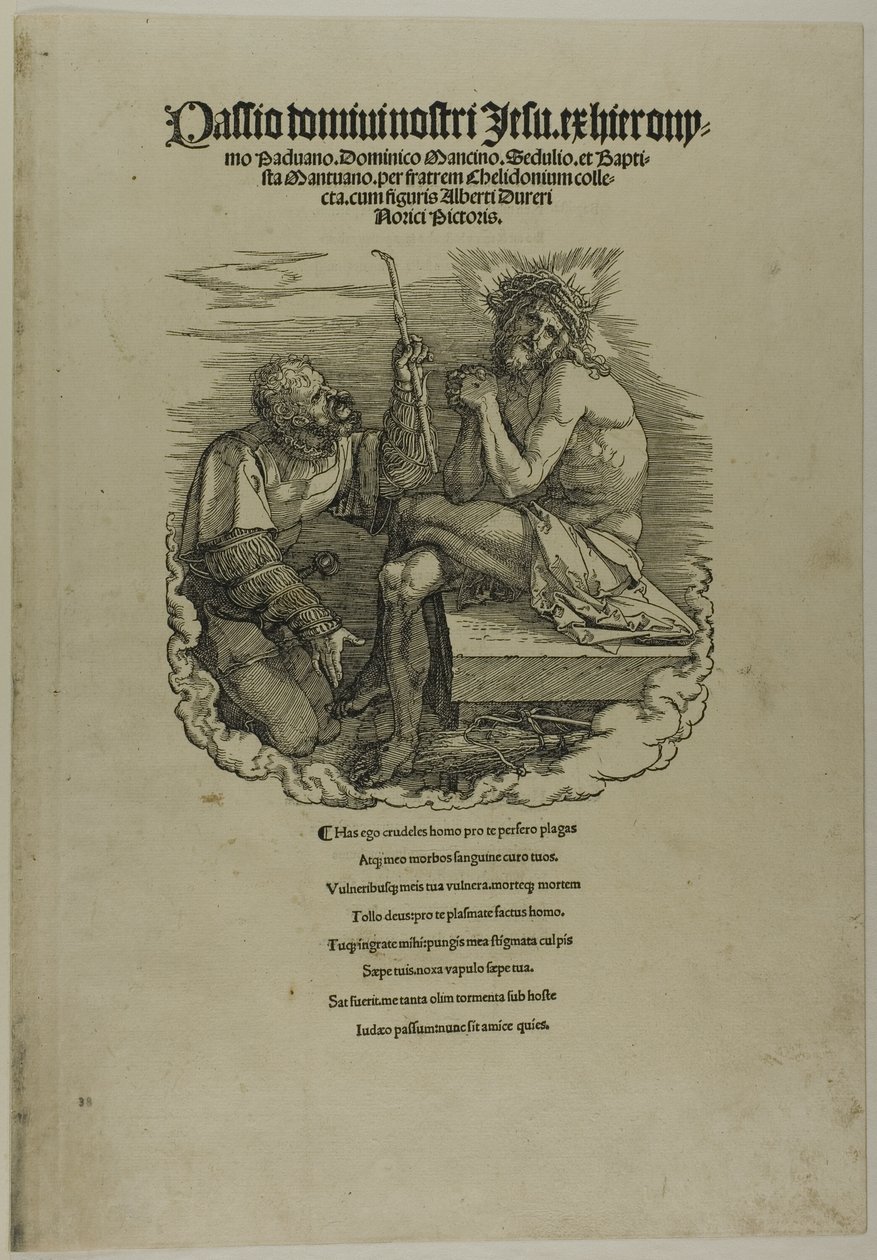 Cristo, Varón de dolores, burlado por un soldado, de La gran pasión de Albrecht Dürer